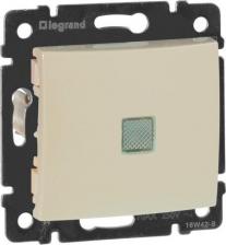 Выключатель Legrand Механизм переключателя 1-кл. СП Valena на 2 напр. с зел. инд. сл. кость Leg 774326