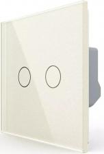 Выключатель Livolo Двухклавишный сенсорный выключатель со стеклянной лицевой панелью VL-C702-14 жемчужного цвета предназначен для управления двумя линиями нагрузки