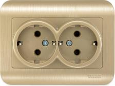 Выключатель Luxar Розетка Deco с/у двойная с з/к шампань с рифленой рамкой, 250в 16а 4606400421160 изготовлена из качественного ABS-пластика, для которого характерна