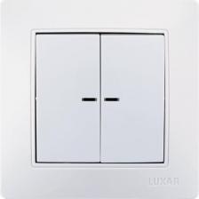 Выключатель Luxar Выключатель Novo с/у 2 клавиши, с подсветкой белый, 250В 10А 4606400420156