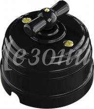 Выключатель МезонинЪ РЕТРО УСАДЬБА выкл. ОУ прох. поворот. 2 полож. 10А ЧЕРНЫЙ ABS-пластик GE30