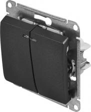 Выключатель Schneider Механизм выключателя 2-кл. СП Glossa 10А IP20 10AX с подсветкой антрацит SchE GSL000753