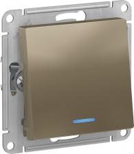Выключатель Schneider Одноклавишный переключатель с подсветкой Atlas Design (шампань)