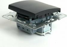 Выключатель Stekker Выключатель 1-клавишный, серия Эрна, PSW10-9103-03, черный, цена за 1 шт