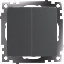 Выключатель Stekker Выключатель 2-клавишный 250В, 10А, серия Катрин, графит, GLS10-7104-06, цена за 1 шт