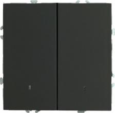 Выключатель Stekker Выключатель 2-клавишный c индикатором 250В, 10А, серия Эмили, RSW10-5102-05, черный уголь, soft touch, цена за 1 шт