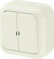 Выключатель SVET Выключатель SV1001-0007 двухклавишный открытая установка бежевый с подсветкой