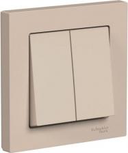 Выключатель Systeme Electric ATLASDESIGN 2-клавишный выключатель, сх.5, 10АХ, в сборе, песочный