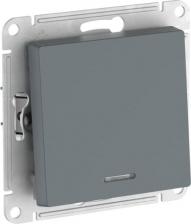 Выключатель Systeme Electric Механизм с быстрозажимными клеммами серии AtlasDesign в цвете грифель 1-клавишного выключателя с подсветкой.подходит для сетей 250 В, на ток 10 Ас