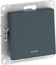 Выключатель Systeme Electric Механизм с быстрозажимными клеммами серии AtlasDesign в цвете изумруд 1-клавишного выключателя с подсветкой.подходит для сетей 250 В, на ток 10 Ас