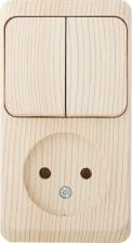 Выключатель Systeme Electric SE Этюд наруж Сосна Блок: Розетка б/з + выключатель 2-клавишный