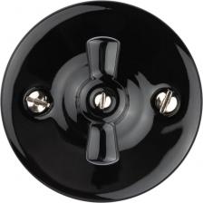 Выключатель TDM Electric Выключатель фарфоровый поворотный проходной с ручкой 10А черный Болонь, цена за 1 шт