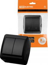 Выключатель TDM Electric Выключатель на 2 направления 2-кл. открытой установки IP44 10А графит "Селигер" SQ1818-0312