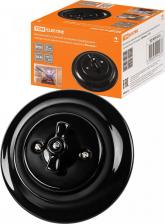 Выключатель TDM Electric Выключатель скрытой установки фарфоровый поворотный 2-кл. с ручкой 10А черный Болонь, цена за 1 шт