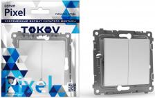 Выключатель Tokov Electric Выключатель Pixel двухклавишный белый