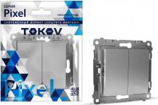 Выключатель Tokov Electric Выключатель Pixel двухклавишный цвет алюминий