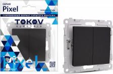 Выключатель Tokov Electric Выключатель Pixel двухклавишный цвет карбоновый
