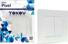 Выключатель Tokov Electric Выключатель Pixel двухклавишный в сборе перламутровый