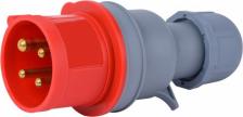 Вилка кабельная DeKraft Вилка силовая прямая переносная ВП-103 с заземлением 3P+PE 3 фазы 16 А 380 В IP44 красная
