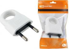 Вилка кабельная TDM Electric Вилка б/з с кольцом белая 10А 250В (евровилка CEE 7/16), цена за 1 шт