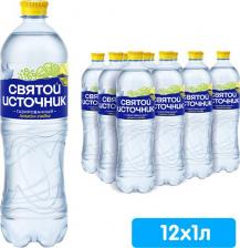 Вода Святой источник Вода с ароматом лимона и лайма 1 литр, газ, пэт, 12 шт. в уп