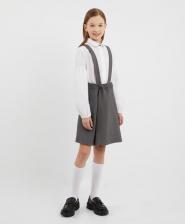 Юбка для девочки Gulliver Юбка со съёмными лямками серая для девочки (152)