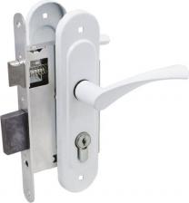 Замок Птимаш Врезной замок с ручками для деревянных дверей, расстояние 55 мм ЗВ4-3.07 белый