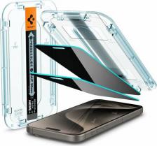 Защитная пленка Spigen Защитное стекло GLAS.TR ”EZ FIT” для IPHONE 15 PRO, 2 штуки, антишпион, AGL06894