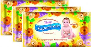 Детские влажные салфетки Smile Влажные салфетки Superfresh для детей и мам, с календулой, 60шт
