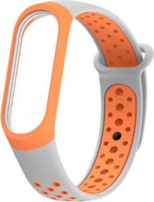 Ремешок силиконовый двухцветный для Xiaomi Mi Band 5/6, серо-оранжевый УТ000025204 – фото 1