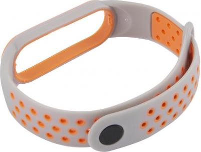 Ремешок силиконовый двухцветный для Xiaomi Mi Band 5/6, серо-оранжевый УТ000025204 – фото 3