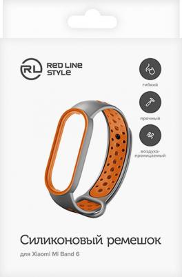 Ремешок силиконовый двухцветный для Xiaomi Mi Band 5/6, серо-оранжевый УТ000025204 – фото 5