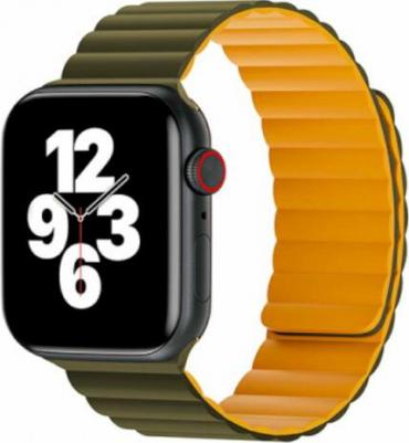 Магнитный силиконовый ремешок для часов Wi-WB001 Magnetic Silicone на iWatch 1-8/SE 38/40/41mm - Navy+Yellow