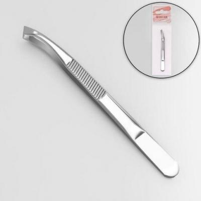 Пинцет скошенный, узкий, 8,5 см, цвет серебристый 6900014922548 – фото 1