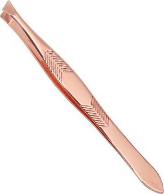 Пинцет скошенный, узкий, 9 см, цвет розовое золото – фото 7