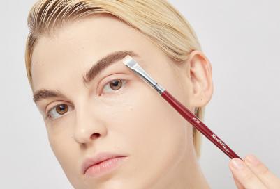 Кисть плоская из волоса белой синтетики №10. Для бровей, консилеров и акварел и.* – фото 1