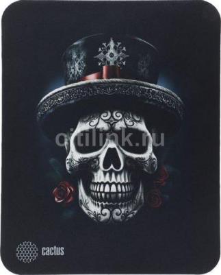 Коврик для мыши Scull (S) черный/рисунок, ткань, 250х250х3мм [cs-mp-d05s] – фото 1