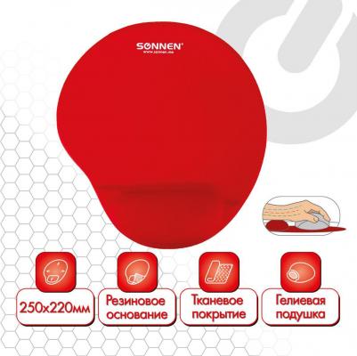 Коврик для мыши с подушкой под запястье, полиуретан + лайкра, 250х220х20 мм, красный, 513301 – фото 2
