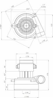 Турбина для пылесоса XWF95 с патрубком XWF9538-1500