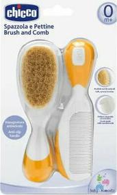 Набор детская расческа и щётка с натуральными щетинками, оранжевая, 0 мес.+ – фото 3