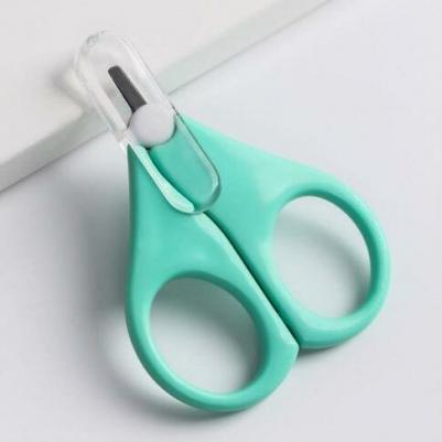 Ножницы детские, с защитным колпачком, цвет бирюзовый – фото 1