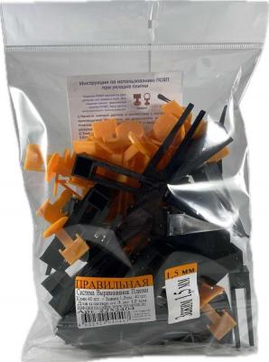 Система выравнивания плитки ЛОМ, зажим 1,5 мм + клин, пакет