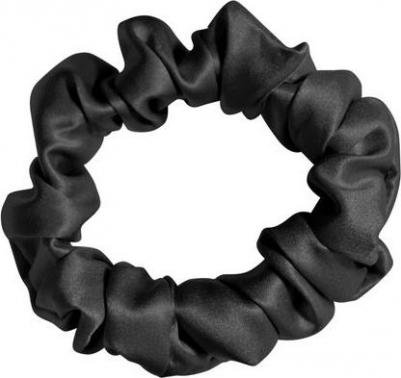 Шелковая резинка для волос, элитный 100% натуральный шелк, цвет глубокий чёрный – фото 1
