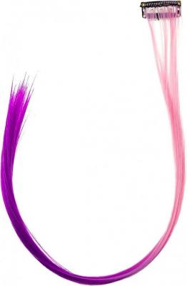 Прядь накладная на заколке, двухцветная, 55 см, сиренево-розовый градиент – фото 1