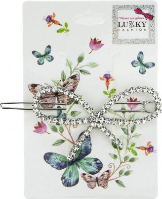 Заколка для волос Бант с кристаллами серебряный р – фото 2