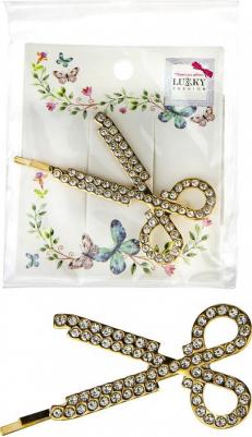 Заколка "Ножницы", невидимка стразы 1 штука