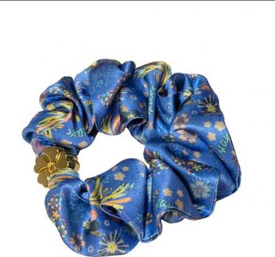 Резинка для волос шелковая Оммаж васильково-синяя – фото 2