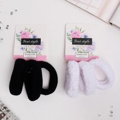 Резинка для волос "Клэр" (Набор 3 шт) 2х5 см, чёрный белый