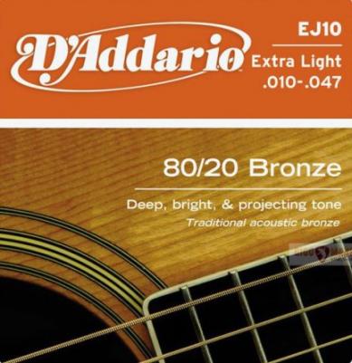 Струны EJ10 BRONZE 80/20 10-47 бронза для акустической гитары – фото 1