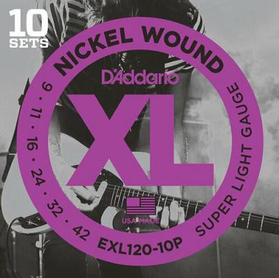 Струны EXL120-10P Nickel Wound 9-42 для электрогитары 10 комплектов